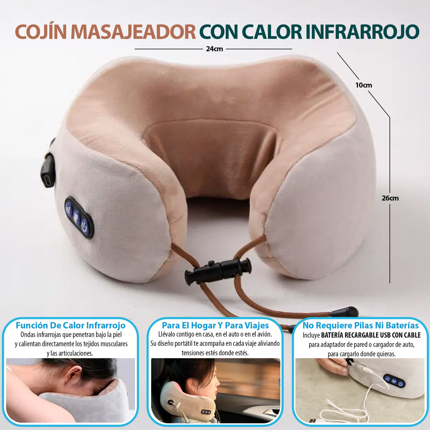 Cojín Masajeador Con Calor Infrarrojo