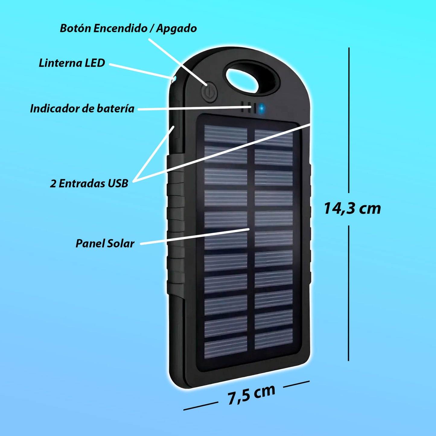 CARGADOR SOLAR USB PORTÁTIL