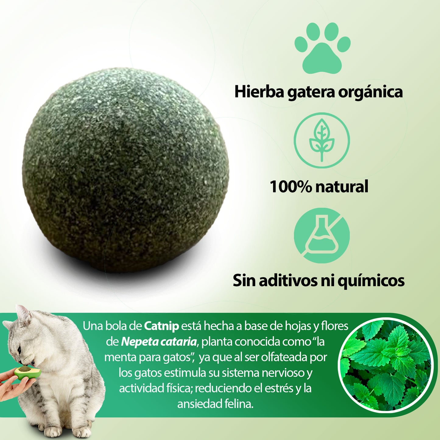 Bola Catnip Para Gatos Con Dispensador Giratorio 360°