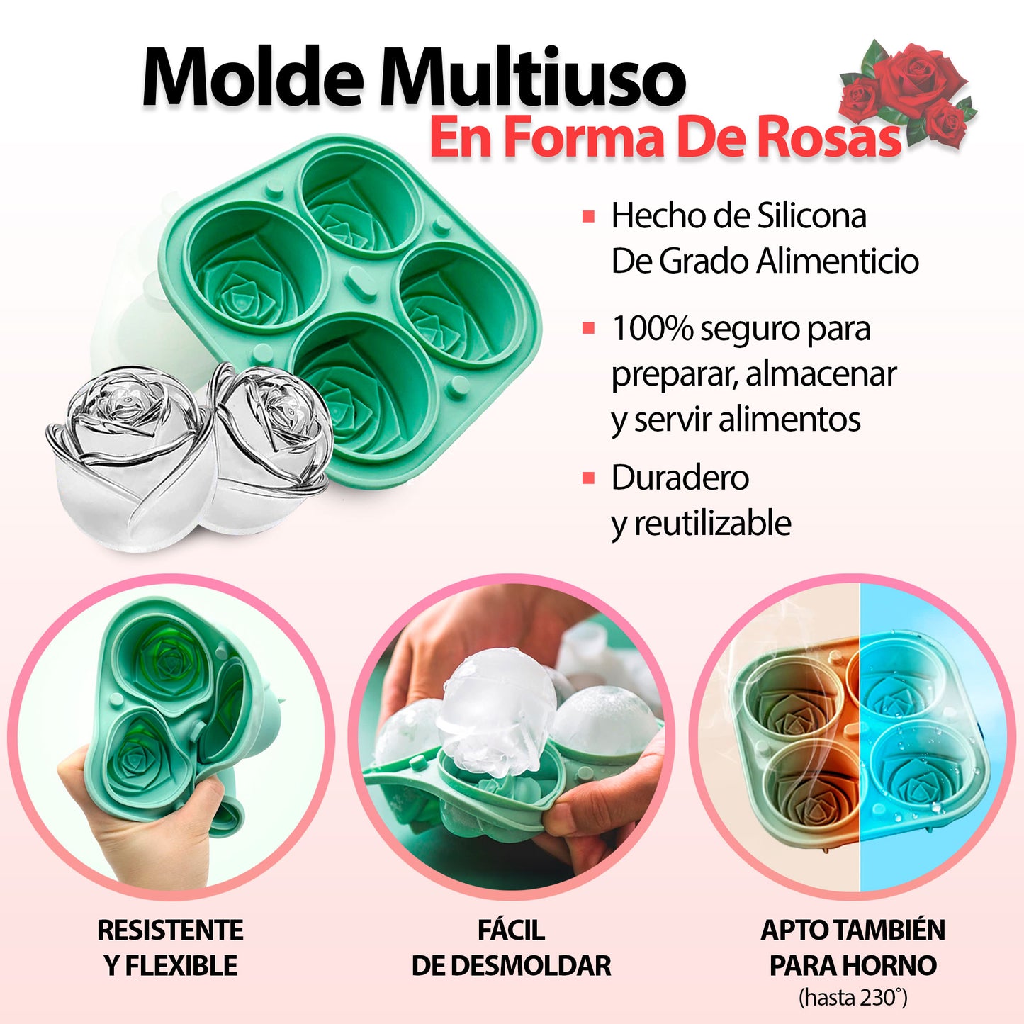 Molde Multiuso En Forma De Rosas